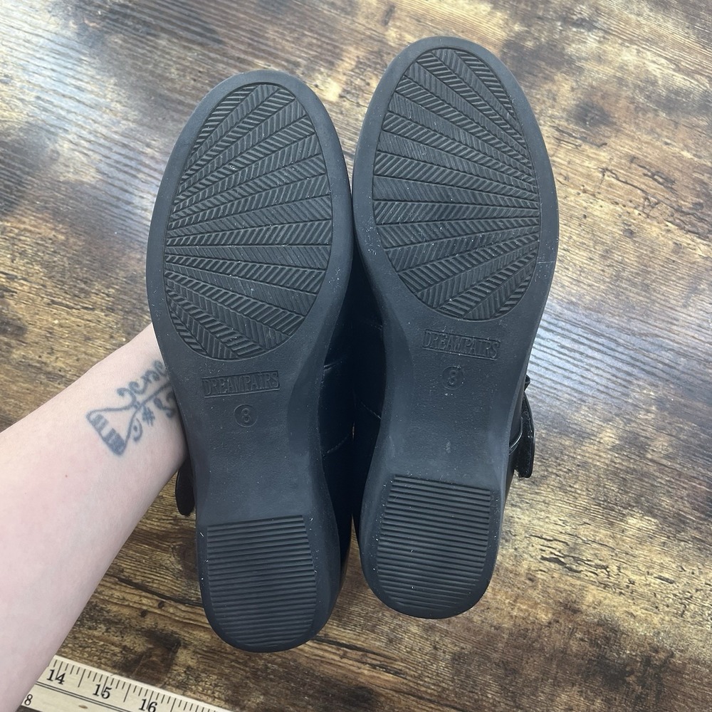 Women's Black Leather Mary Janes 90s Y2K Whimsigoth Style Size 8 EU 39 - Picture 8 of 8